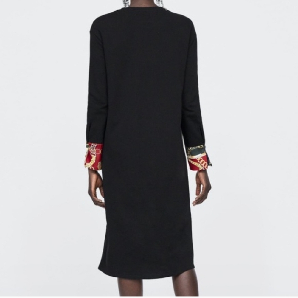Zara Chain Link Sweater Midi Feminine Dress Large black - Picture 8 of 9